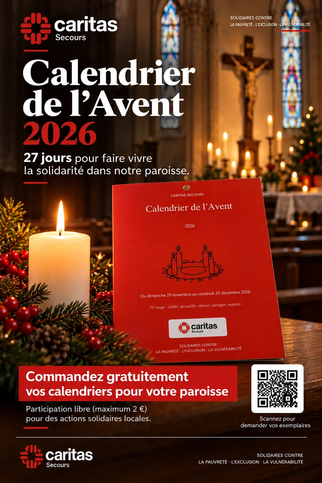 Affiche « Calendrier de l’Avent 2026 » pour annoncer le calendrier dans votre église.